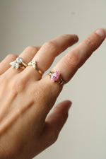 10K Yellow Gold Pink Marquise Stone Ring | Size 6