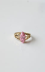 10K Yellow Gold Pink Marquise Stone Ring | Size 6