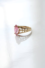 10K Yellow Gold Pink Marquise Stone Ring | Size 6