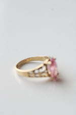 10K Yellow Gold Pink Marquise Stone Ring | Size 6