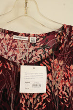 NEW Croft and Barrow Maroon Tan and Pink Textured 3/4 Sleeve Top | XS-P