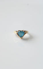 Aquamarine Blue Topaz Heart Stone 10K Yellow Gold Heart Ring | Size 5