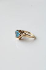 Aquamarine Blue Topaz Heart Stone 10K Yellow Gold Heart Ring | Size 5