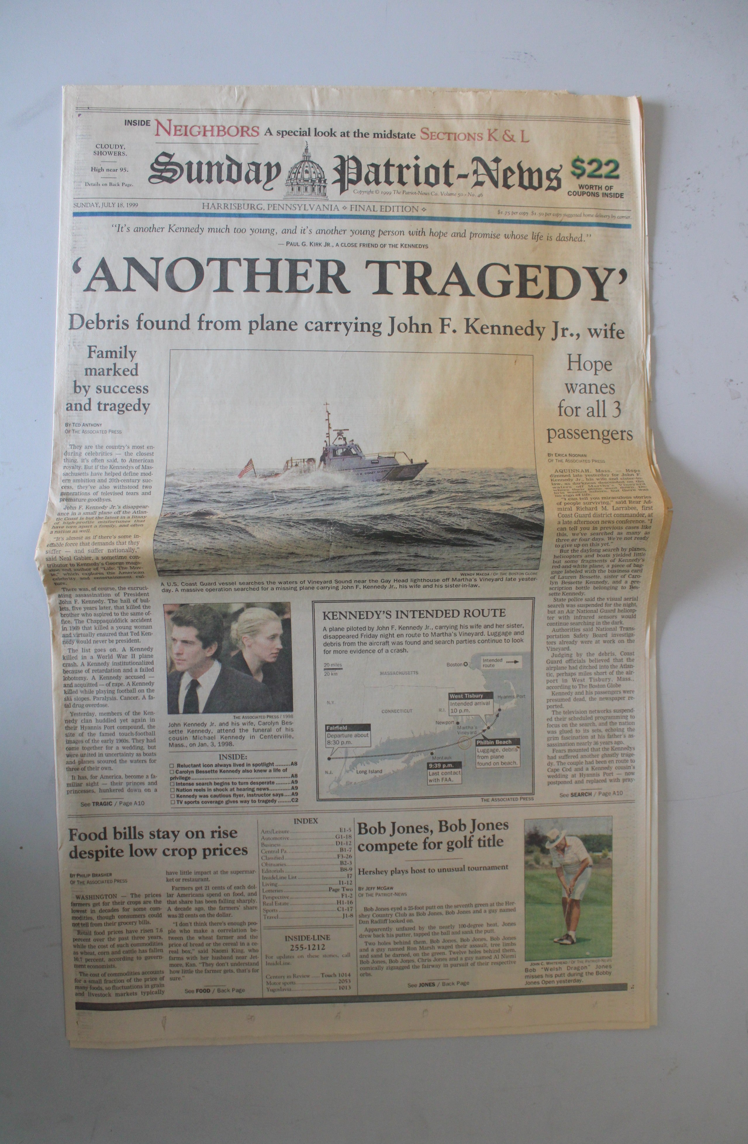 The Patriot News Collection Of Newspapers About JFK Jr.'s Accident & Death