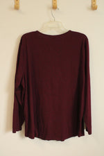 NEW Chico's Maroon with Silver Snowflakes Embellished LS Top | XXL