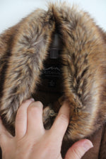 Montanaco Brown Faux Leather Fur Lined Vest | S