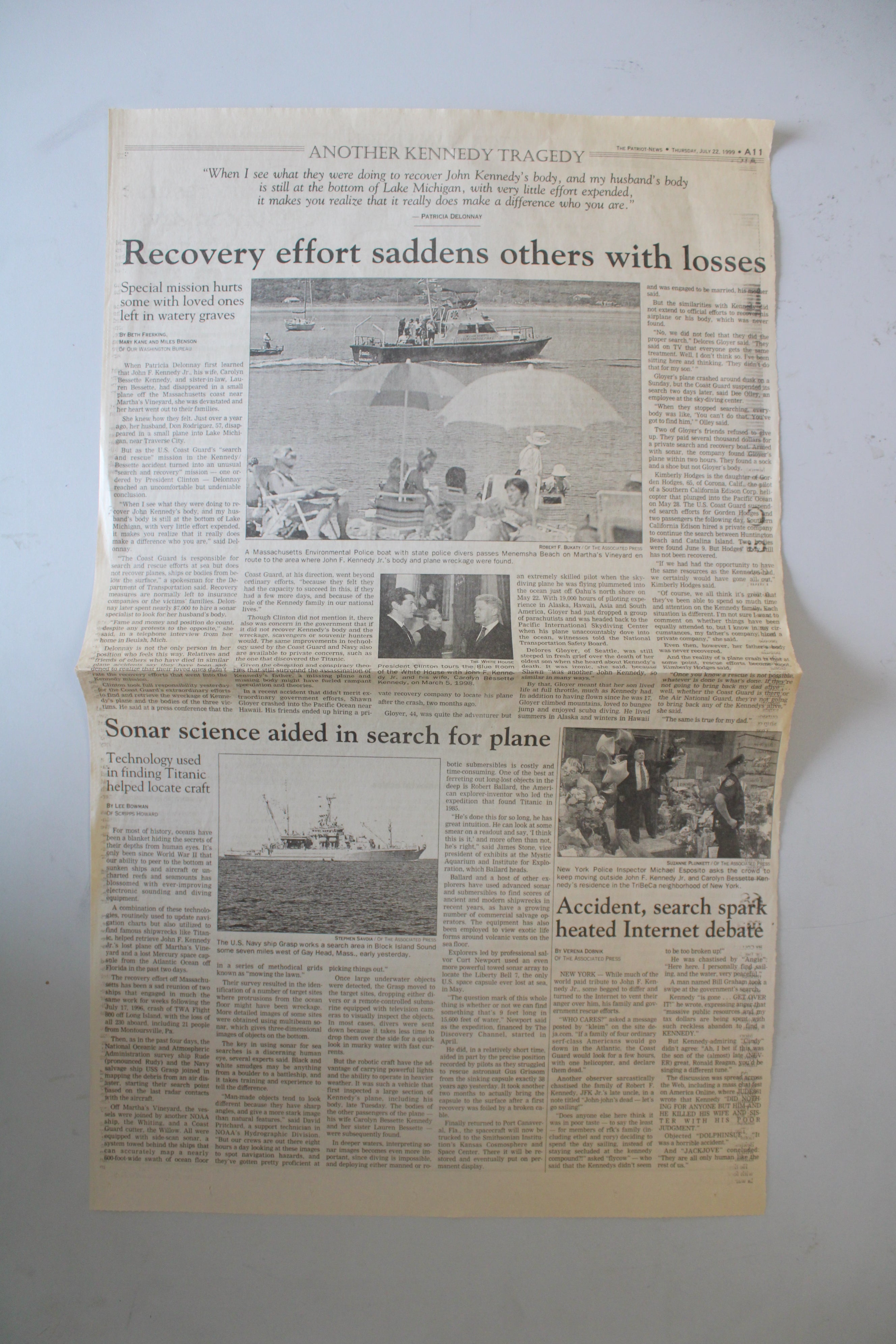 The Patriot News Collection Of Newspapers About JFK Jr.'s Accident & Death