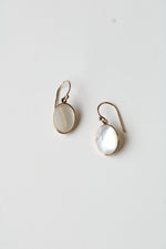 Gold Tone Sterling Silver Mother Of Pearl Oval Dangle Earrings