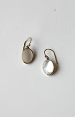 Gold Tone Sterling Silver Mother Of Pearl Oval Dangle Earrings