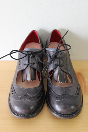 Bed | Stu Black Leather Oxford Mary Jane Heel Shoes | Size 7.5