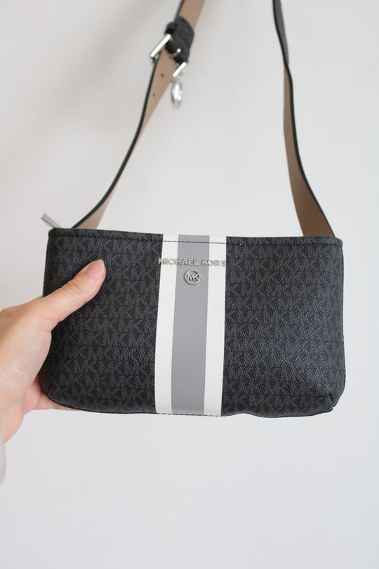 Micahel Kors Gray Black Monogram Belt Bag | L/XL