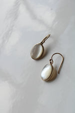 Gold Tone Sterling Silver Mother Of Pearl Oval Dangle Earrings