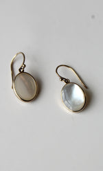 Gold Tone Sterling Silver Mother Of Pearl Oval Dangle Earrings