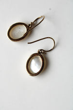 Gold Tone Sterling Silver Mother Of Pearl Oval Dangle Earrings