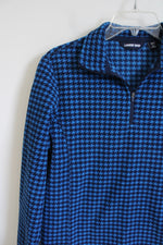Lands' End Blue Patterned Quarter Zip Fleece | S