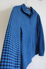 Lands' End Blue Patterned Quarter Zip Fleece | S