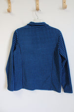 Lands' End Blue Patterned Quarter Zip Fleece | S