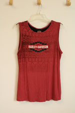 NEW Harley Davidson Dark Coral Tank with Rhinestone Logo and Cutout Back | XL