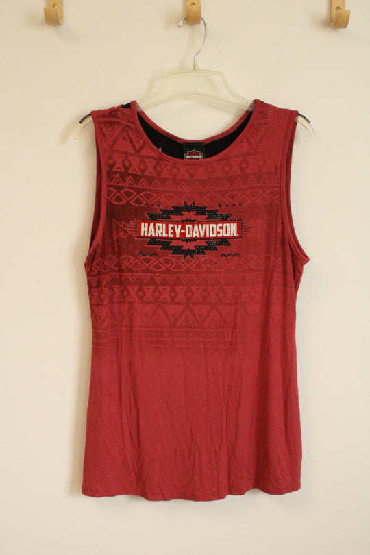 NEW Harley Davidson Dark Coral Tank with Rhinestone Logo and Cutout Back | XL