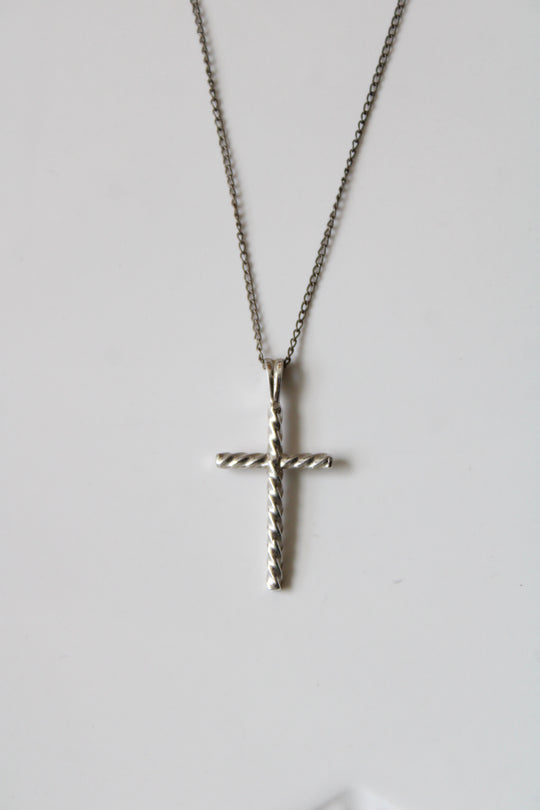 Sterling Silver Cross Twist Pendant Necklace