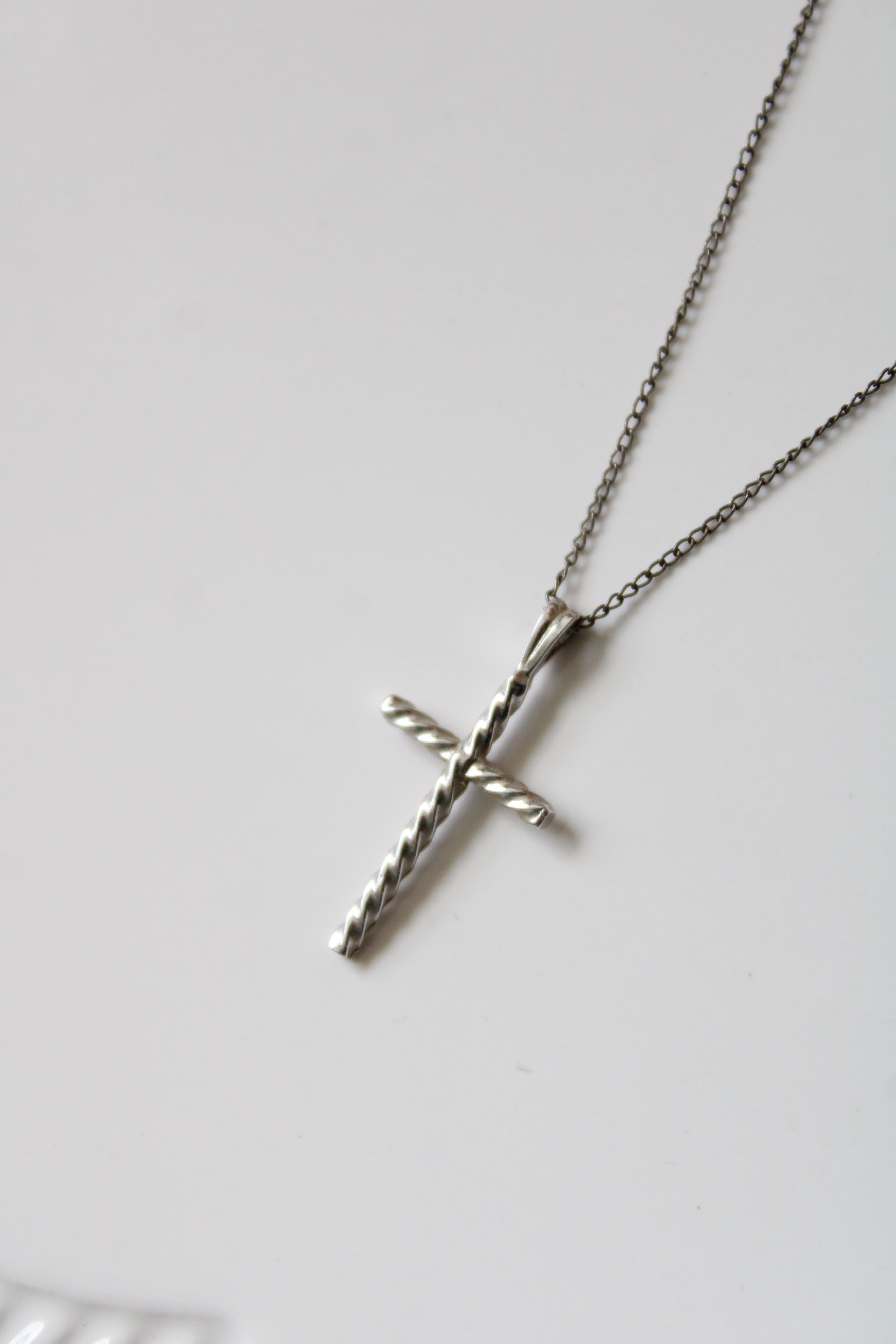 Sterling Silver Cross Twist Pendant Necklace