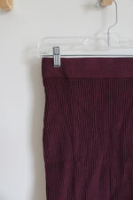 NEW LOFT Burgundy Ribbed Fitted Knit Skirt | XXS Petite