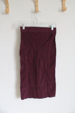 NEW LOFT Burgundy Ribbed Fitted Knit Skirt | XXS Petite