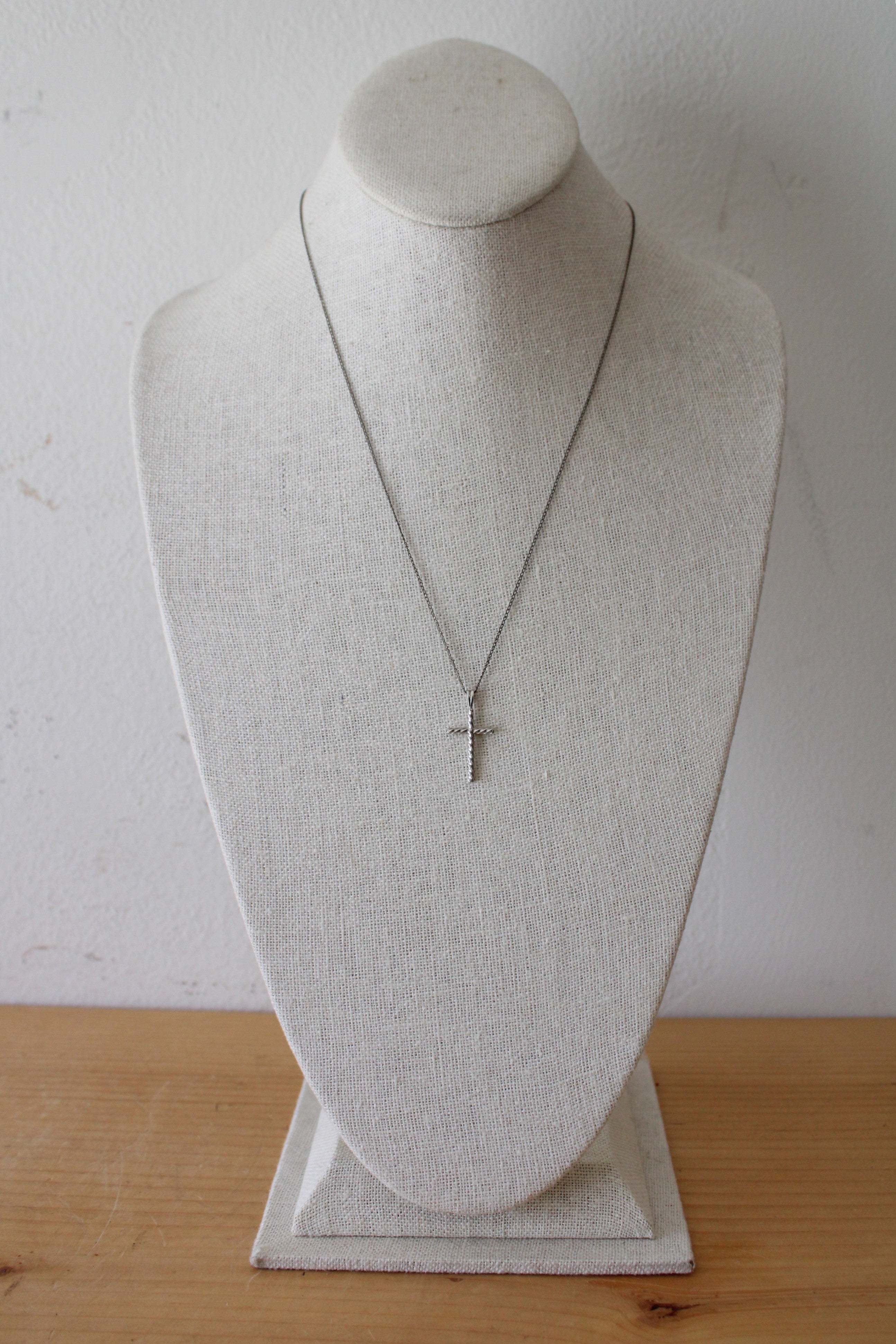 Sterling Silver Cross Twist Pendant Necklace