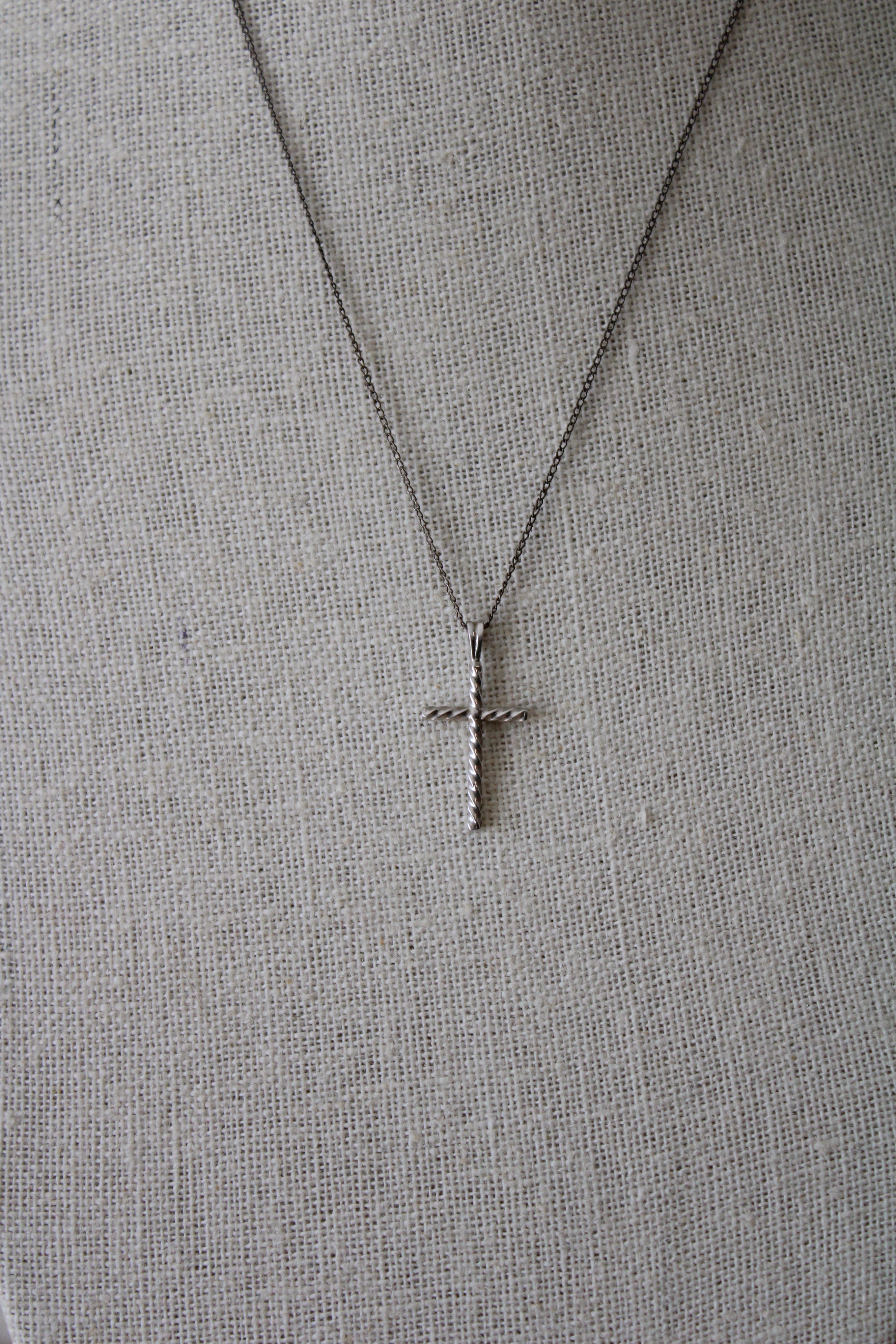 Sterling Silver Cross Twist Pendant Necklace