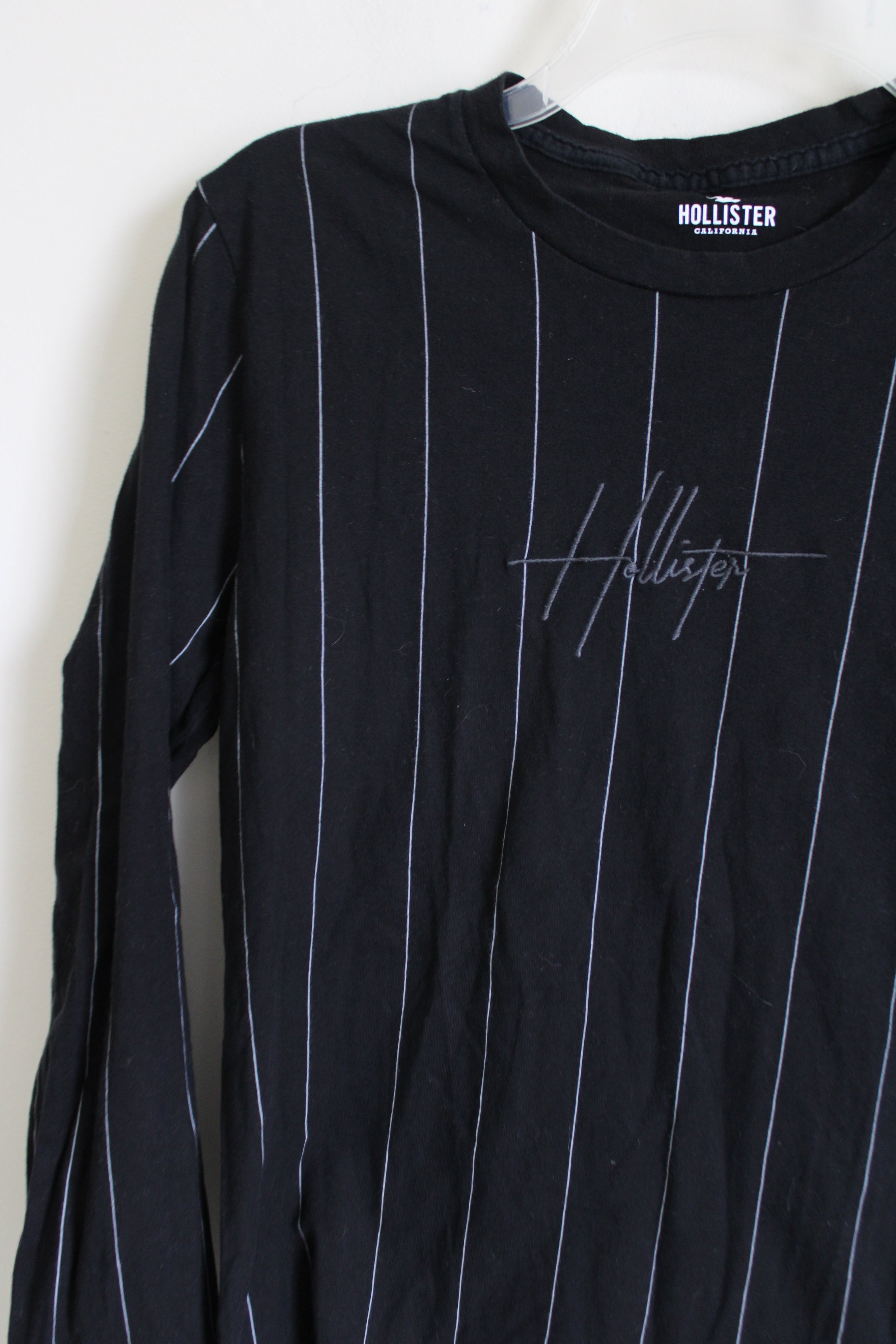 Hollister Black Striped Embroidered Long Sleeved Shirt