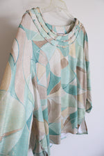 Alfred Dunner Green And Gold Polyester Long-Sleeved Blouse | 1X