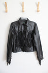 Wild Fable Black Faux Leather Fringe Jacket | XS