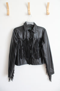 Wild Fable Black Faux Leather Fringe Jacket | XS