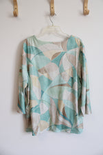 Alfred Dunner Green And Gold Polyester Long-Sleeved Blouse | 1X