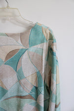 Alfred Dunner Green And Gold Polyester Long-Sleeved Blouse | 1X