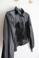 Wild Fable Black Faux Leather Fringe Jacket | XS
