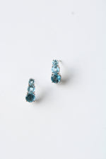 10K White Gold Blue Topaz Aquamarine Stud Earrings