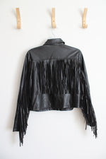 Wild Fable Black Faux Leather Fringe Jacket | XS