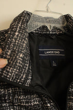 Lands' End Black and White Printed Zip-up Puffer Vest | L