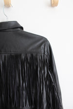 Wild Fable Black Faux Leather Fringe Jacket | XS