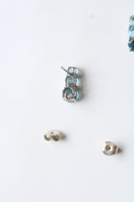 10K White Gold Blue Topaz Aquamarine Stud Earrings