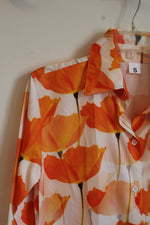 Orange Floral Button Up Blouse | S