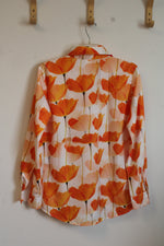 Orange Floral Button Up Blouse | S