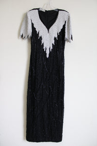 vintage scala beaded dress Scala 61315 Long Beaded Formal Fringe Prom Dress