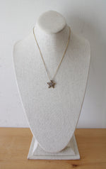 Gold Coated Sterling Silver Starfish Pave Necklace