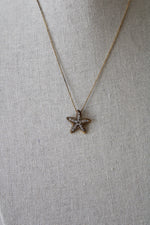 Gold Coated Sterling Silver Starfish Pave Necklace