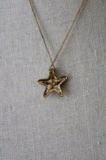 Gold Coated Sterling Silver Starfish Pave Necklace