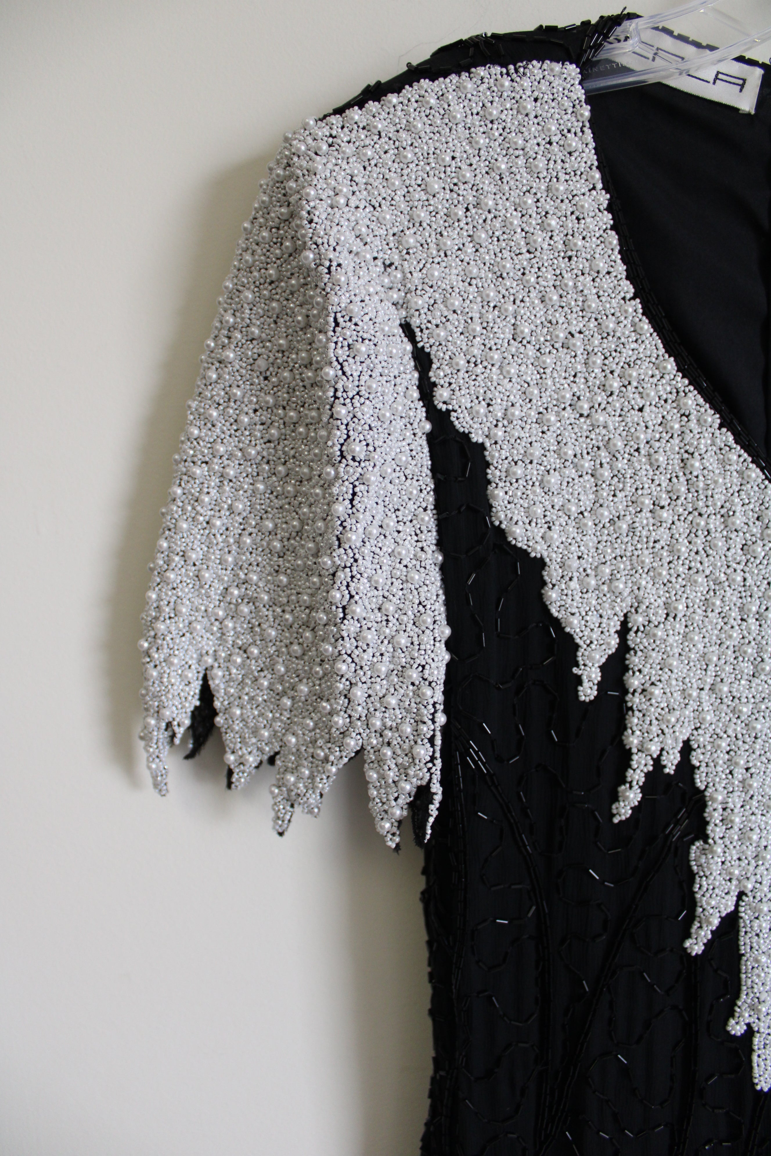 Vintage Scala Beaded Silk Gown Black White Dress – Jubilee Thrift