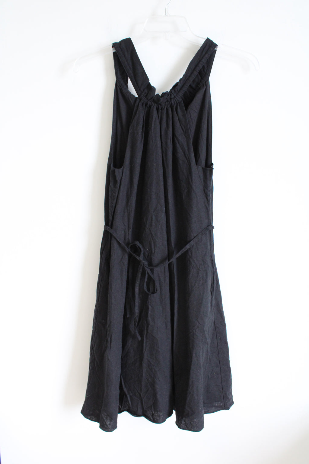 NEW Banana Republic Black Linen Blend Belted Trapeze Dress | XS Petite