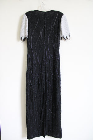 Vintage Scala Beaded Silk Gown Black White Dress Jubilee Thrift Vintage Scala Beaded Silk Gown Black White Dress Jubilee Thrift